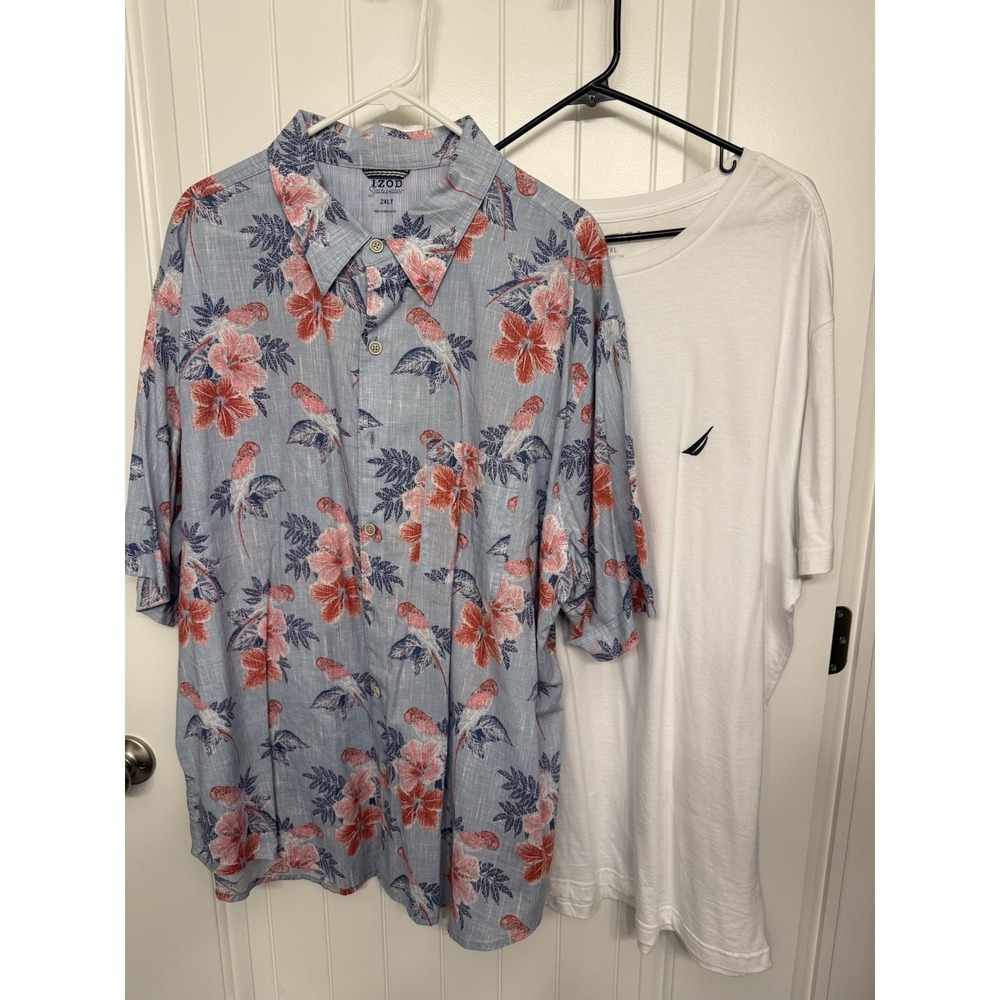 IZOD Saltwater Hawaiian Shirt W/ Nautica T-shirt Men's 2XL